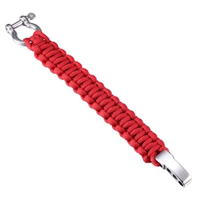 Abbildung von DonDon Herren Survivalarmband Paracord Outdoor Armband geflochten rot