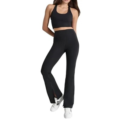 Abbildung von DKNY Balance Compression HIGH Waist Flare PANT SLIT Tights, Damen, Größe: XS, Black