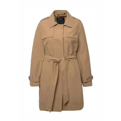 Abbildung von Ulla Popken Damen, A Linie, Hemdkragen, Bindegürtel Trenchcoat, Braun, 42 44