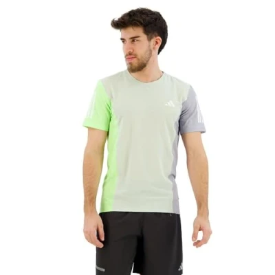 Abbildung von adidas Herren Own The Run Colorblock Tee T Shirt, Linen Green/Green Spark/Halo Silver, M