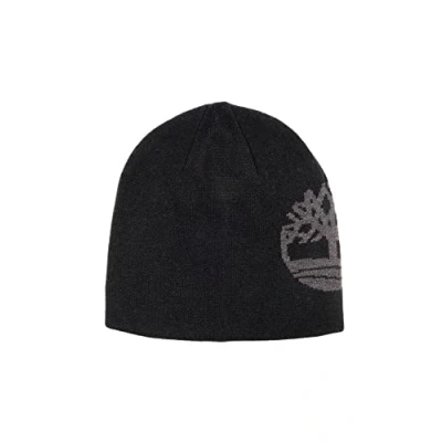 Abbildung von Timberland Herren Wendbarer Jacquard Logo Winter Hut, schwarz/grau, Einheitsgröße