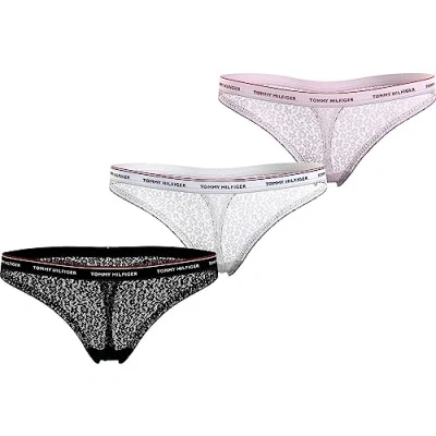 Abbildung von Tommy Hilfiger Thong 3 PACK String, Damen, Größe: Small, Black/white/light pink