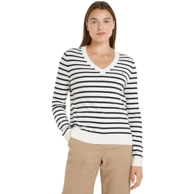 Abbildung von Tommy Hilfiger Stitch Strickpullover Ivory petal/desert sky, Damen, Größe: 3XL, sky