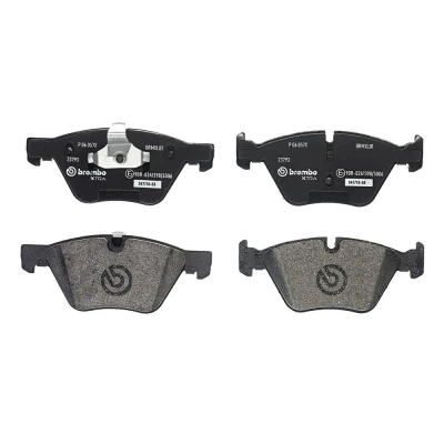 Abbildung von BREMBO P 06 057X Bremsbelagsatz für Verschleißwarnanzeiger vorbereitet mit Anti Quietsch Blech, Kolbenclip ohne Zubehör BMW: 5 Saloon, Touring