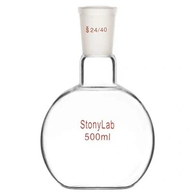 Abbildung von StonyLab 500ml Borosilikat Glas Einhals Flachboden Kochflasche Flachbodenflashe mit 24/40 Standard Taper Outer Joint, Single Neck Flat Bottom Boiling Flask
