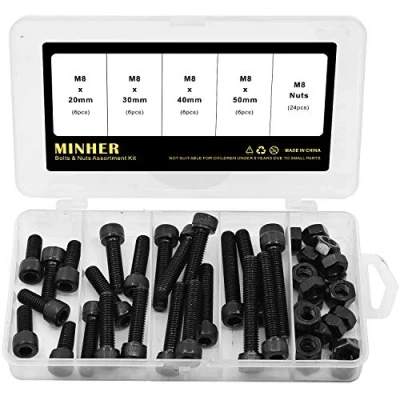 Abbildung von M8 Innensechskantschraube und Mutter Kombinationsbox Mechanische Innensechskant Bolzenset schwarz 12,9 Grad Kohlenstoffstahl