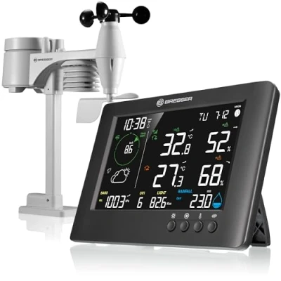 Abbildung von Bresser WLAN 7 in 1 Wetterstation TB: Umfangreiche Daten, Grafik Prognose, Multi Sensor, Innenklima Überwachung, Alarmfunktion