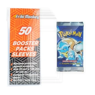 Abbildung von Kartenhüllen für Pokemon Booster Packs, Card Sleeves, Größe 70 x 120mm, hüllen, pack Schutzhülle, Hüllen Packung mit 50