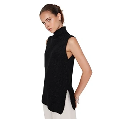 Abbildung von TRENDYOL Damen Half Fisherman Neck Knitwear Sweater, Schwarz, S EU
