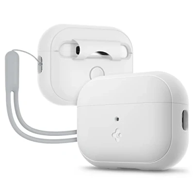 Abbildung von Spigen Silicone Fit Hülle Case Kompatibel mit AirPods Pro 2. Generation (2023/2022) Weiß/Grau