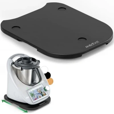 Abbildung von ANBOXIT Gleitbrett für Thermomix TM6/TM5, Brett mit Rollen, Leicht Gleitendes Bambus Rollbrett/Slider Schwarz