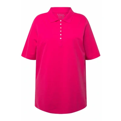Abbildung von Ulla Popken Damen Basic Poloshirt T Shirt, magentapink, 42 44