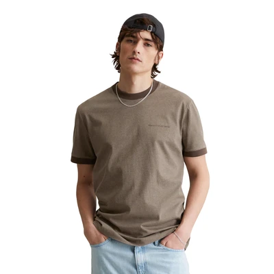 Abbildung von Marc O&#039;Polo Denim Melange LOGO Tshirt basic, Herren, Größe: XXL, Dark brown
