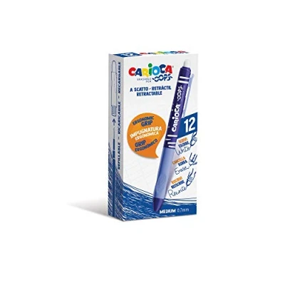 Abbildung von CARIOCA Oops Retractable Radierbarer Kugelschreiber, Wiederauffüllbares Stifte Set für Schule und Büro mit Radiergummi Ergonomischem Griff, Blaue Stifte, 12 Teile