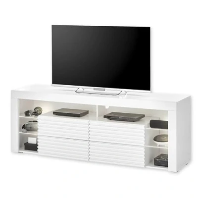 Abbildung von Goal 2 TV Lowboard mit LED Beleuchtung in Weiß Schrank viel Stauraum für Ihr Wohnzimmer 179 x 67 44 cm (B/H/T)