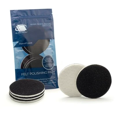 Abbildung von Glass Polish 75 mm Packung mit 5 Filz Polierscheiben für Glas, Kunststoff, Metall, Marmor und mehr