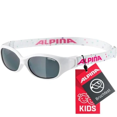 Abbildung von ALPINA FLEXXY KIDS Flexible und Bruchsichere Sonnenbrille Mit 100% UV Schutz Für Kinder, white dots gloss, One Size