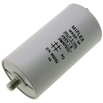 Abbildung von AnlaufKondensator MotorKondensator 30µF 450V 45x83mm Stecker M8 ; Miflex 30uF