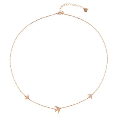 Abbildung von Happiness Boutique Damen Kette Fliegende Vögel in Rosegold Filigrane mit Schwalben Edelstahlschmuck
