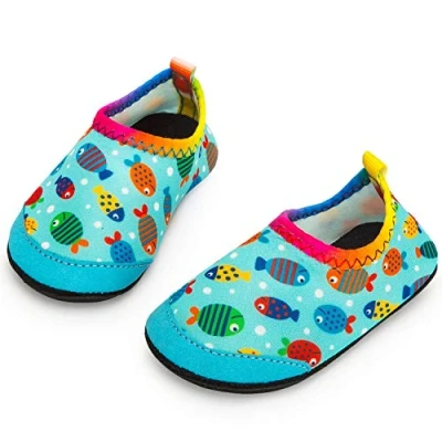 Abbildung von Yorgou Baby Strandschuhe Schwimmschuhe Badeschuhe Wasserschuhe Schnelltrocknende Aquaschuhe rutschfest Barfuss Schuh für Kinder Beach Pool, Fisch / Blau, 19/20 EU