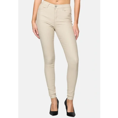 Abbildung von Elara Damen Hose Kunstleder Push Up Effekt Chunkyrayan E621 4 Beige 34 (XS)