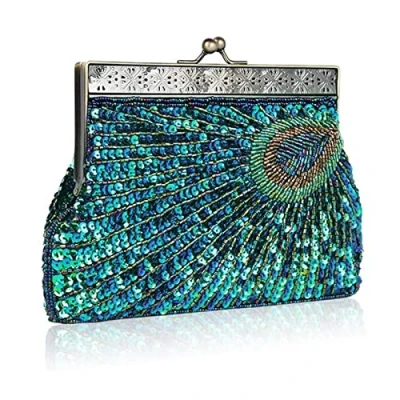 Abbildung von Damen Luxus Pfauen Clutch Abendtasche Handtasche AbendtascheHochzeit Pailetten Tasche Bag Umhängetasche