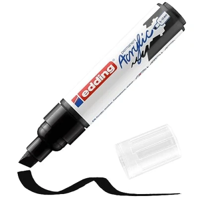 Abbildung von edding 5000 Acrylmarker breit schwarz 1 Acrylstift wasserfest breite Keilspitze 5 10 mm Acryl Farben zum Malen auf Leinwand, Malpapier und Holz Acrylstifte für Steine, Einzelpack