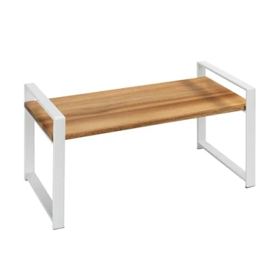Abbildung von WENKO Küchenregal Mod. Louisa 2 Etagen, Regal für die Arbeitsplatte, aus Akazienholz und Metall, schafft mehr Stauraum in der Küche, 32 x 33 11 cm, Weiß