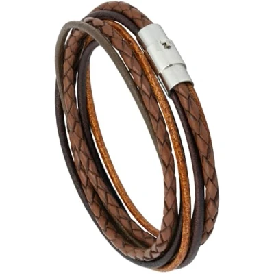 Abbildung von Simaru Armband echtes Leder mit Edelstahl Magnetverschluss, Unisex Lederarmband Made in EU, Wickelarmband für Damen &amp; Herren, hautfreundlich
