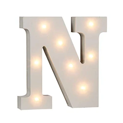 Abbildung von Out of the Blue 57/6087 Holz Buchstabe &quot;N&quot; beleuchtet mit 8 LED Lichtern, batteriebetrieben, ca. 16 cm, Weiß, x 3 cm