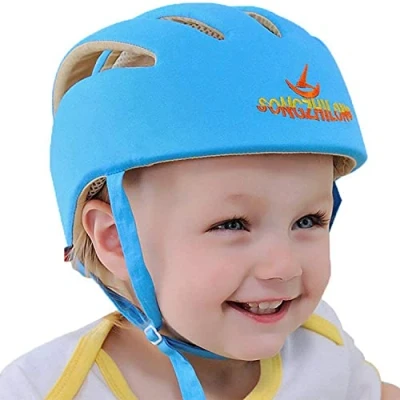 Abbildung von IULONEE Baby Helm Kleinkind Schutzhut Kopfschutz Baumwolle Hut Verstellbarer Schutzhelm Blau