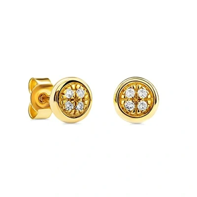 Abbildung von Miore Schmuck Damen 0.03 Ct Diamant Ohrstecker mit 8 Diamanten Brillanten Ohrringe aus Gelbgold 9 Karat / 375 Gold Ø 4 mm