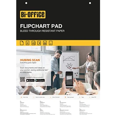 Abbildung von Bi Office Flipchartblock A1, Blanko, 40 Blättern, 55 g/m² Papier, 5 Flipchartblöcke