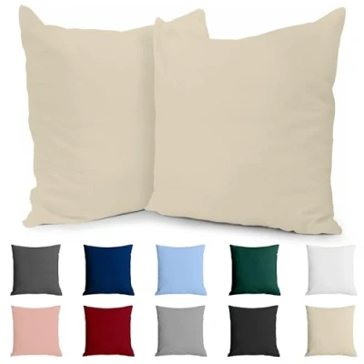 Abbildung von Kissenbezug 65 x Baumwolle Renforcé (2er Set) Beige Dicht gewebt mit 57 Fäden/cm² Kissenbezüge cm Oeko Tex Zertifiziert Dreamzie