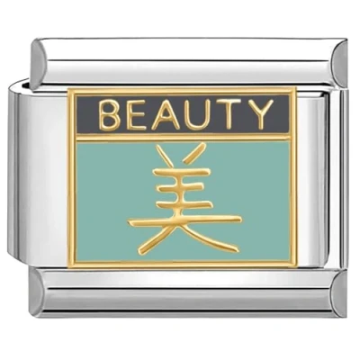 Abbildung von Quiges 9mm Italian Style Charm Modell Edelstahl Schönheit auf Chinesisch für Italien Armbänder