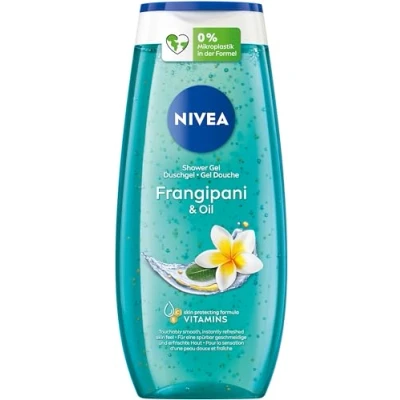 Abbildung von NIVEA Frangipani &amp; Oil Duschgel (250 ml), pH hautneutrale Pflegedusche mit belebendem Duft nach Frangipaniblüte, verwöhnende Dusche pflegenden Ölperlen
