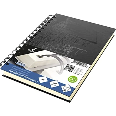 Abbildung von Skizzenbuch Kangaro A4 blanko, Wire o, Hardcover, schwarz mit Druck, 140g creme Papier, K 5576