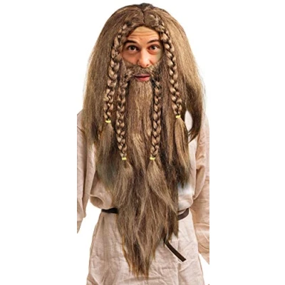 Abbildung von Perücke &amp; Bart Wikinger Barbar Zwerg Germane Viking in braun geflochten für Fasching/Karneval Motto Party&#039;s