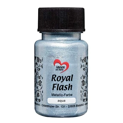 Abbildung von Ideen mit Herz Royal Flash, Acryl Farbe, metallic, feinsten Glitzerpartikeln, 50 ml (aqua/hellblau)