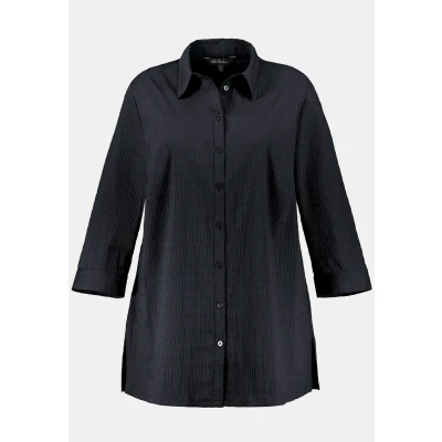 Abbildung von Ulla Popken 797446 Women&#039;s Plus Size Blouse, Bubble Quality, Shirt Collar, 3/4 Sleeve