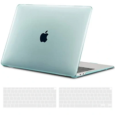 Abbildung von TECOOL Hülle für MacBook Air 13 Zoll Retina 2021 2020 2019 2018 (M1 A2337/A2179/A1932), Ultradünn Schutzhülle Hartschale Matt Case + EU Tastaturschutz neu Mac 13&quot; mit Touch ID, mintgrün