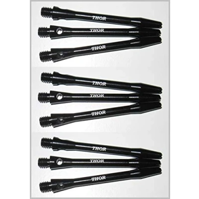 Abbildung von THOR DARTS ®™ Aluminiumschäfte 47mm medium Dart Alu Shafts 3 Set = 9 Stück schwarz