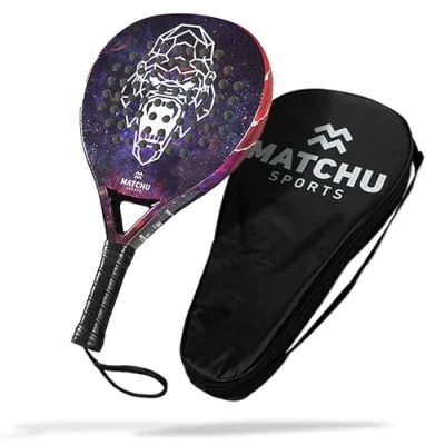 Abbildung von Matchu Padelschläger Inklusive Tragetasche 100% 3K Carbon Harter Eva Schaum 3D Grip Technology 47x3,8 cm 360 Gramm Für erfahrene Spieler Lila (Gorilla)