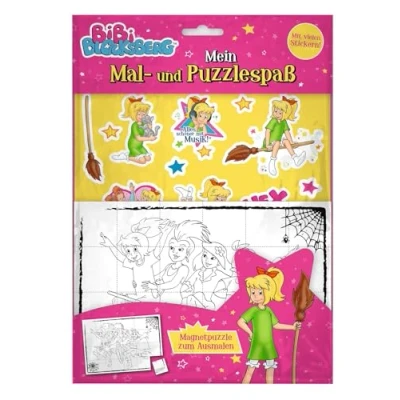 Abbildung von Bibi Blocksberg: Mein Mal und Puzzlespaß: Magnetpuzzle zum Ausmalen, Sticker Ausmalseiten