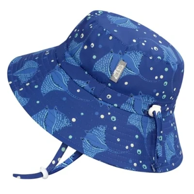 Abbildung von Jan &amp; Jul Jungen Schnell trocknender Bucket Hat für Schwimmen, Strandhut mit Sonnenschutz Kinder (XL: 5 12 Jahre, Manta Ray)