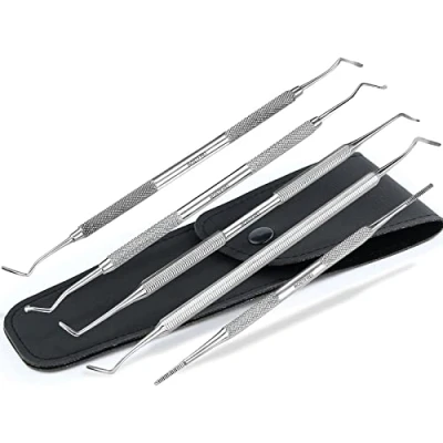 Abbildung von Eckenheber Set Fußpflege Fußpflegeinstrument mit Etui Edelstahl Fein Mittel Mittellang Breite Enden Nagelheber Nagelpflege Doppelinstrument Pediküre Instrument. Qualität vom Fachhandel