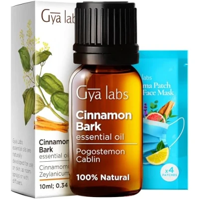 Abbildung von Gya Labs Ätherisches Zimtöl 100% Reines Natürliches Zimtrindenöl für den Diffusor, Haut, Haare, Lippen, Körper und Kerzenherstellung Würziger, Süßer Duft (10 ml)