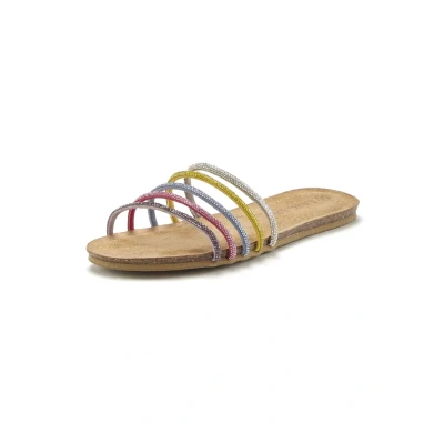Abbildung von LASCANA Pantolette »Mule, Sandale, offener Schuh, Sommerschuh,«, mit Lederanteil &amp; Strasssteinchen