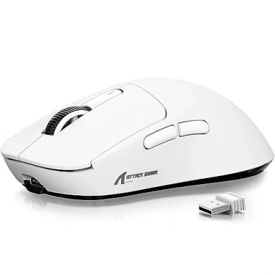 Abbildung von ATTACK SHARK X3 49g Ultralight Mouse, PixArt PAW3395 Gaming Sensor, BT/2.4G Wireless/Wired 26000 DPI, 200 Hours Battery, Office Mice for Win11/Xbox/PS/Mac (White)