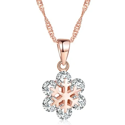 Abbildung von Unendlich U Elegant Schneeflock Damen Halskette 925 Sterling Silber Zirkonia Blume Anhänger Kettenanhänger, Rosegold
